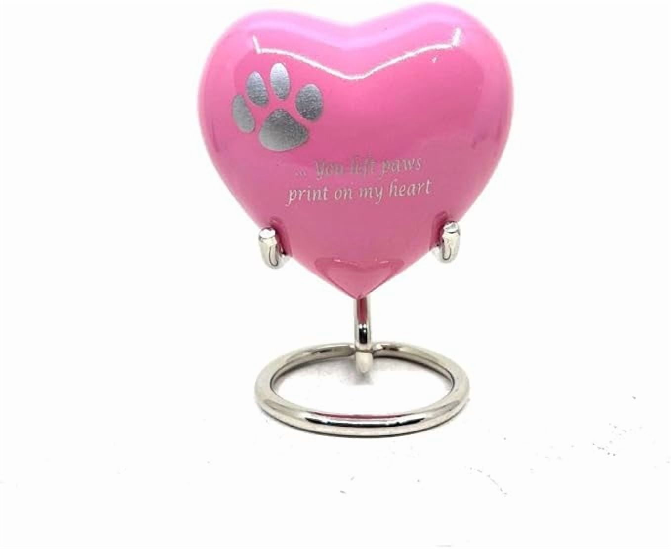 Keepsake Company Pink Heart Urn with Paw Print – Small Pet Cremation Keepsake Urn – Mini Decorative Urn for Ashes (3 Inches Wide)