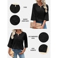 thumbnail image 3 of DOKOTOO Womens Tops Summer V Neck Lace Blouse Tops 3/4 Sleeve Embroidered Shirts Black M US8-10, 3 of 10