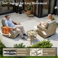 thumbnail image 7 of Vcatnet 9 Pieces Patio Fire Pit Sets Outdoor Patio Sectional Sofa Furniture Wicker Conversation Set with Swivel Glider Chairs Dark Gray, 7 of 7