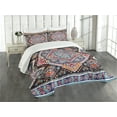 thumbnail image 3 of Ambesonne Ethnic Quilted Bedspread Set 3 Pcs, Vibrant Vintage Bohemian, Queen Size, Multicolor, 3 of 5