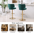thumbnail image 6 of 25-34 Inch Velvet Bar Stools, Counter Height Adjustable Swivel Barstools High Bar Chairs with Button Tufted Back & Golden Metal Base, Stools Chair with Footrest for Island, Pub(Emerald,Set of 6), 6 of 10