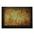 thumbnail image 2 of Island Map Cutting Board, Dated Old Map in Dense Color on Wooden Background Hide out Shores Art Design, Decorative Tempered Glass Cutting and Serving Board, Large Size, Orange Brown, by Ambesonne, 2 of 5
