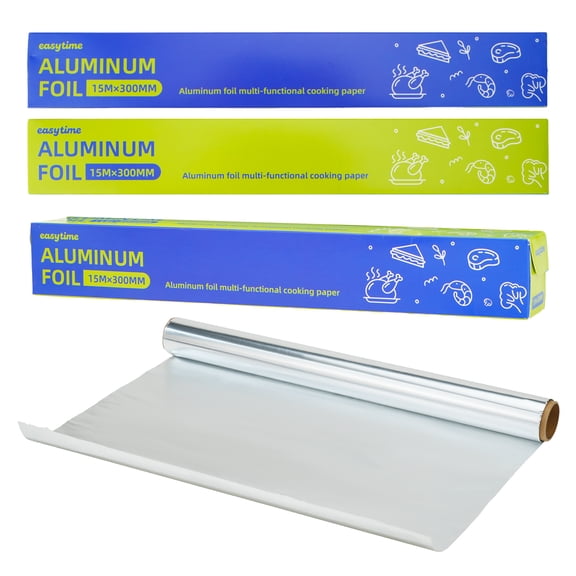 Aluminum Foil Roll, 12 in x 147 ft Total, 3 Pack of 12 in x 49 ft Each, Aluminum Foil for Cooking, Baking, Grilling and Food Storage, Kitchen Use