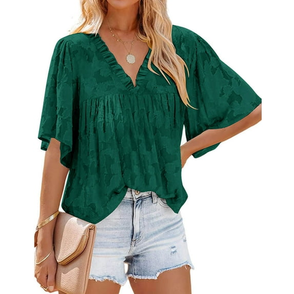 Summer Tops for Women Chiffon Womens Tops Flared Sleeve Going Out Tops Alsol Lamesa