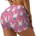 thumbnail image 2 of Sigee Rabbit Holding Flowers Print Women's High Waist Workout Shorts - Squat Proof, Tummy Control, Yoga and Gym Activewear-Large, 2 of 9