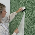 thumbnail image 6 of Tempaper Canvas Palm Green Tropical Peel and Stick Wallpaper, 20.5" x 16.5', 6 of 9