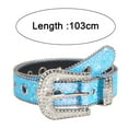 thumbnail image 7 of NUZYZ Women Jeans Belt Shiny Rhinestones Multi Holes Adjustable Length Waistband with Sparkling Buckle Wide Alloy Belt, 7 of 7