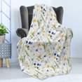 thumbnail image 4 of Flower Soft Flannel Fleece Blanket, Wild Flowers Poppies and Daisies Rural Nature Scenery in Meadows Rustic, Cozy Plush for Indoor and Outdoor Use, 50" x 60", Pale Green Yellow Blue, by Ambesonne, 4 of 5