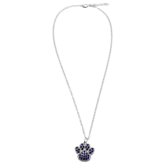 UPOUART Blue Rhinestone Paw Print Necklace for Women's Elegant Pet Lover's Jewelry Vintage Design 18 Inch