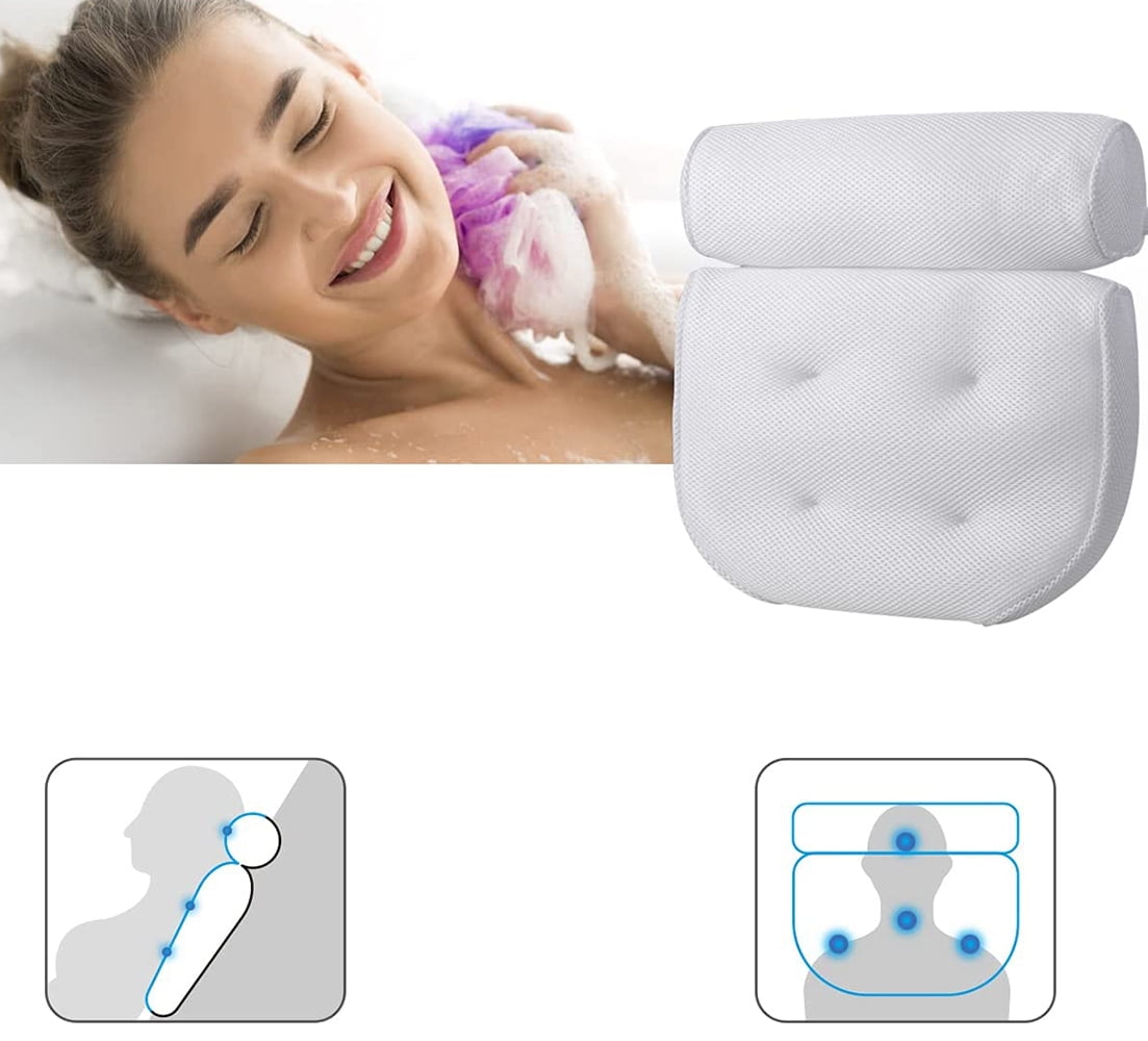 Bath Pillow for Women and Men - Ergonomic Bath Back Cushion with 6 Strong  Suction Cups for Bathtub Spa Headrest Back Neck Shoulder Tub 