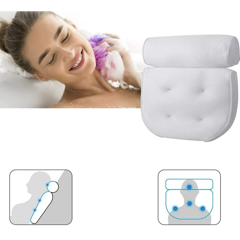 SPA Bath Pillow with Suction Cups Neck and Back Support Headrest