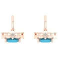 thumbnail image 4 of 5.8072 ct Lever-Back Drop Dangle Earrings for Women | 7.5X5.5mm Emerald Cut Simulated Turquoise | 14K Rose Gold, 4 of 5