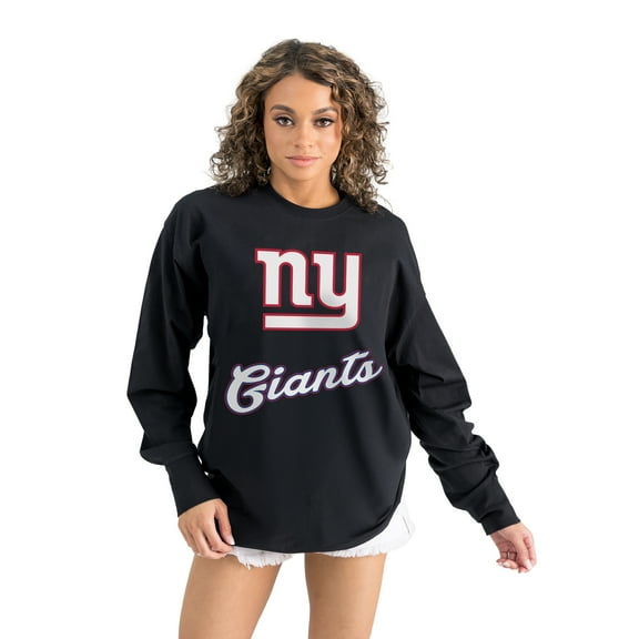 Women's Gameday Couture  Black New York Giants Oversized Long Sleeve T-Shirt