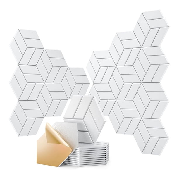 22 Paneles Acústicos Autoadhesivos, Paneles de Pared Insonorizados Hexagonales de 30,5 X 25,4 X 1 cm, para Estudio, Oficina y Hogar C