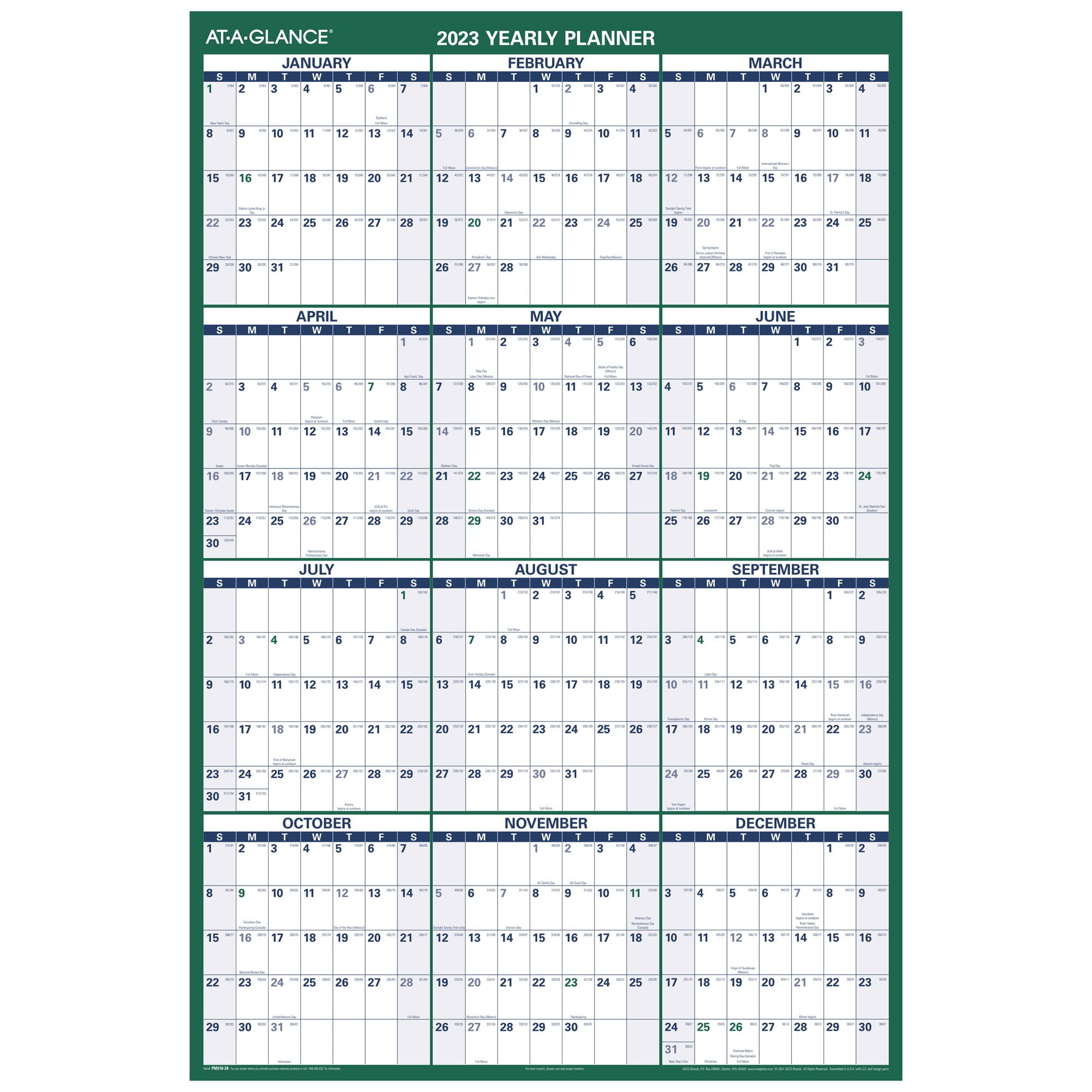 Erasable Wall Calendar 2023 At-A-Glance 2023 Vertical Erasable Wall Calendar, Reversible, Large 24" X  36" - Walmart.com
