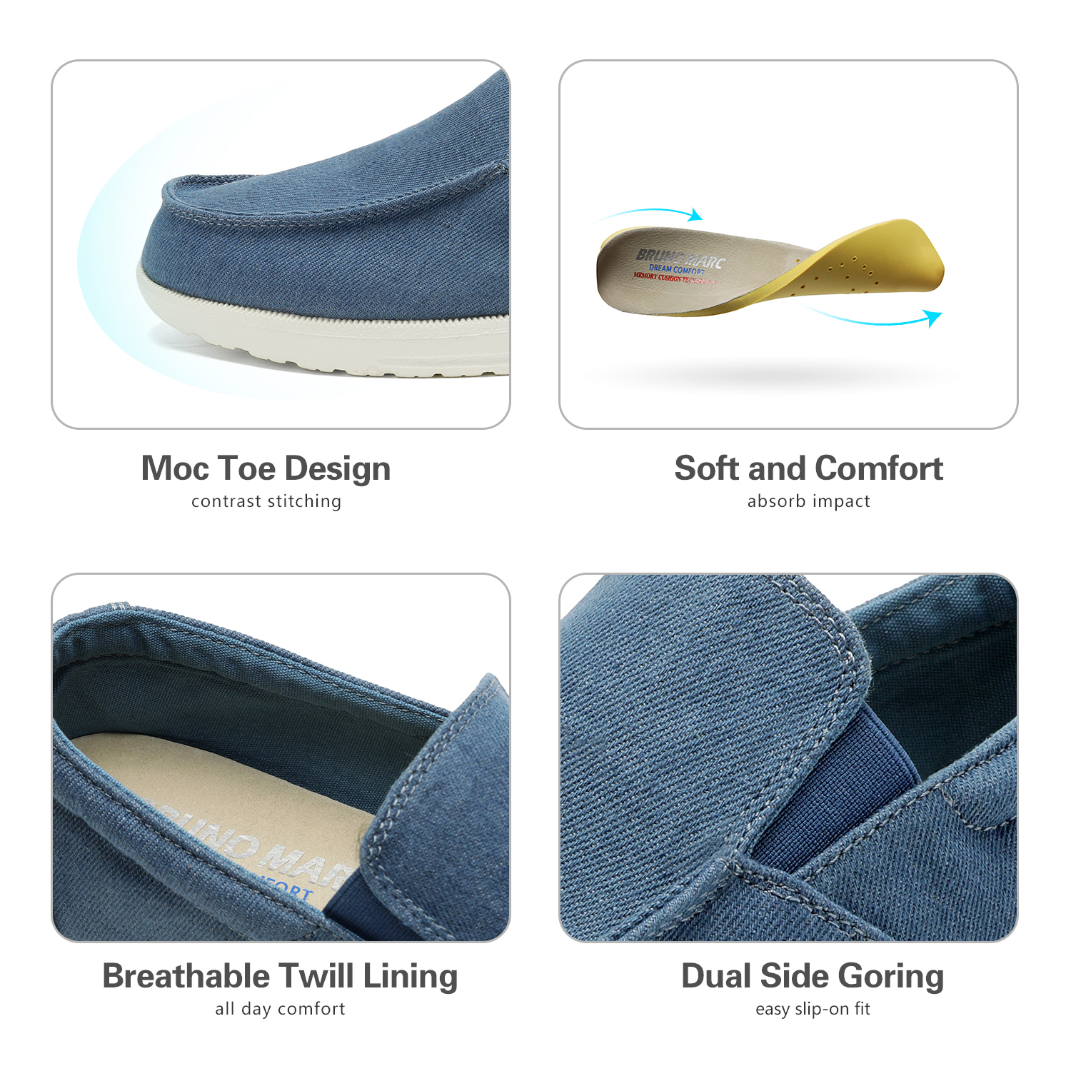 Bruno Marc Men's Slip On Loafer Walking Shoes SUNVENT-01 BLUE/DENIM size 8 - image 4 of 6