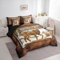 thumbnail image 2 of Castle Fairy Vintage Winter Deer Full Size Bedding Sets 7 Pieces,Jungle Animal Full Size Bed in a Bag,Warm Brown White,Black Reversible, 2 of 7