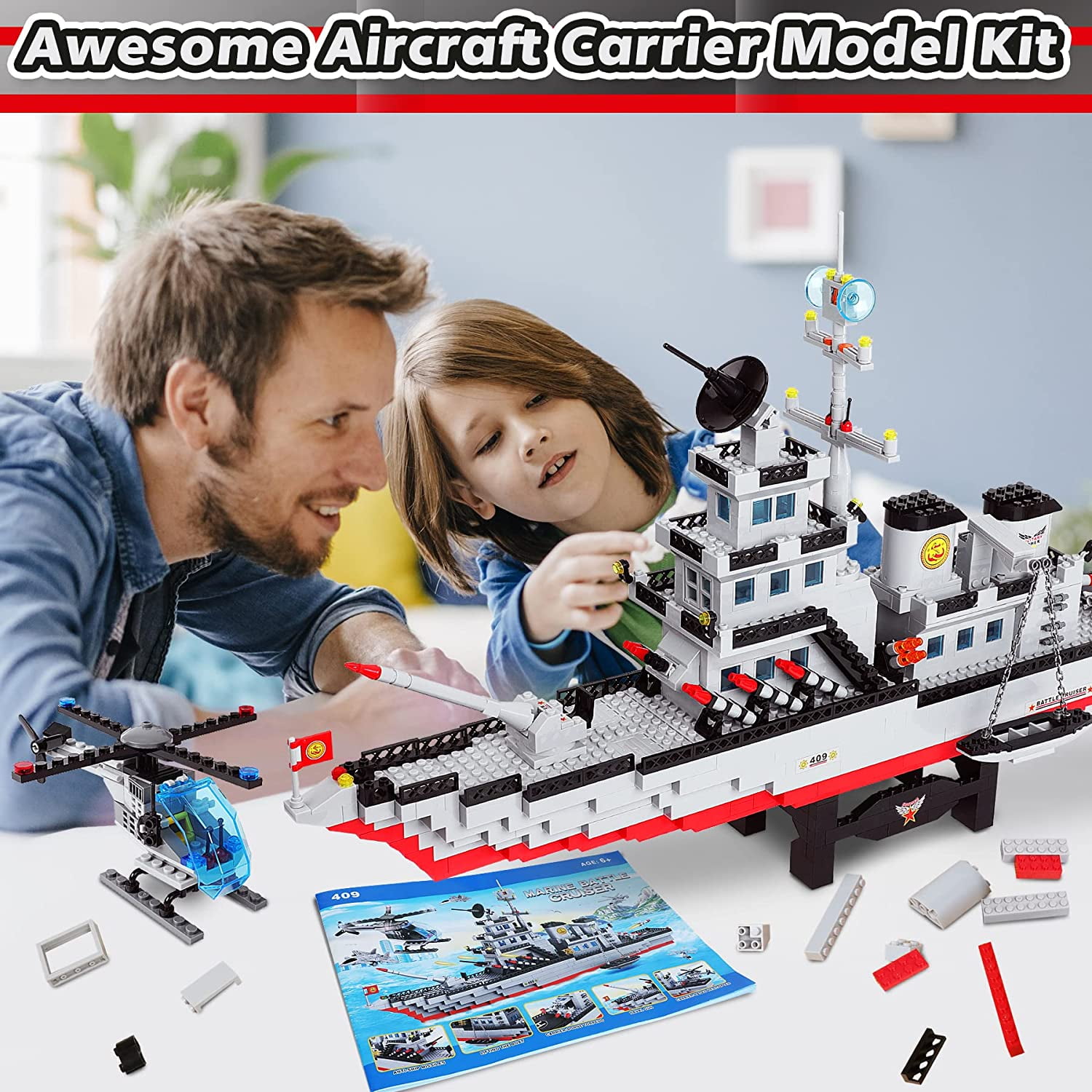 EP EXERCISE N PLAY  Large Military Battleship Building Blocks Toy Sets (1163 Pieces)