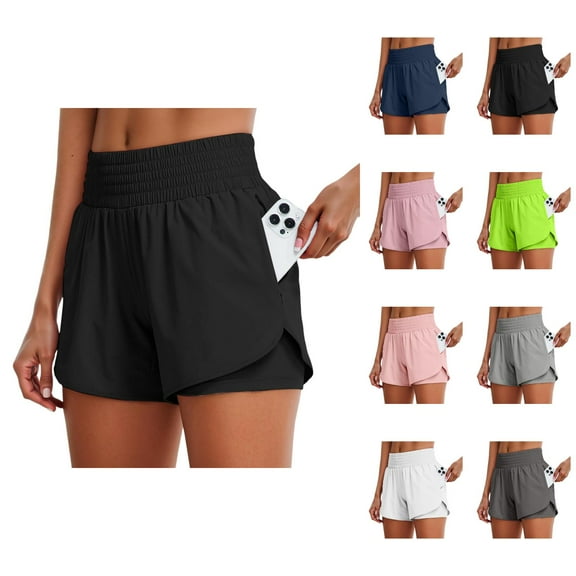 Running Shorts for Women High Waist Pockets Breathable Lightweight Yoga Gym Active Sports Workout Athletic Shorts