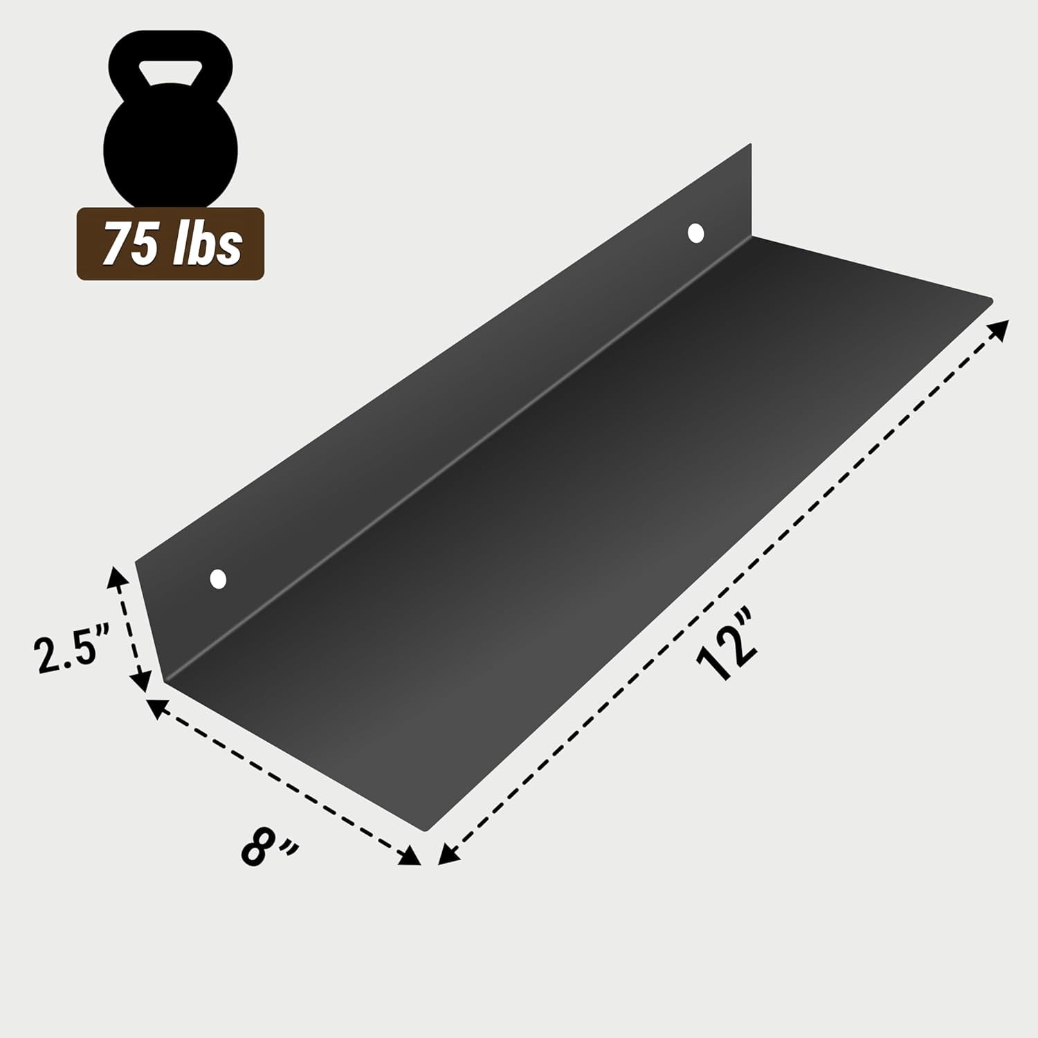 SIMOND STORE Black Floating Shelves for Wall - 12" X 8" Small Floating Shelves - Metal Heavy Duty Shelves Brackets for Gaming, Console, PlayStation Shelf, Tv Shelf for Wall Mounted Tv