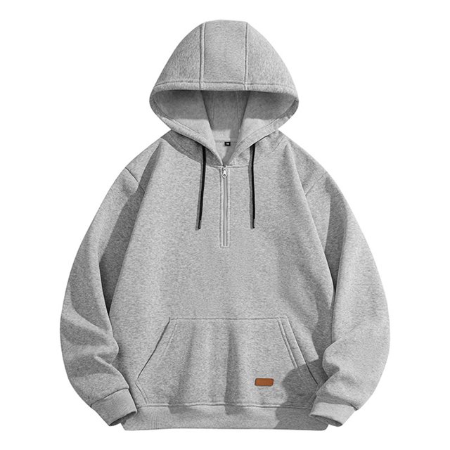 pstuiky Camisas de invierno de manga larga para hombre, Blusa de manga larga con capucha y cuello con cremallera de color liso para hombre salir tops l