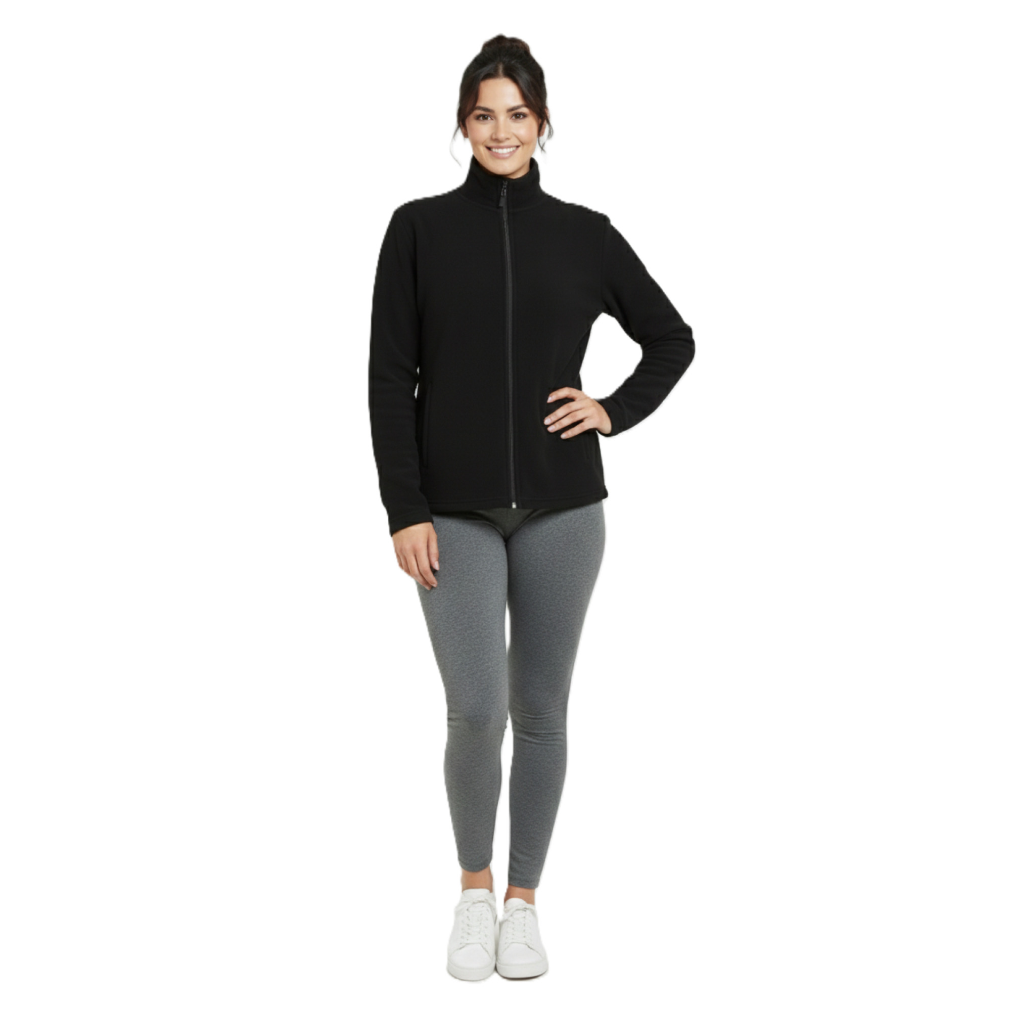 COUVER Women's Full-Zip Polar Fleece Jacket, Black photo 5