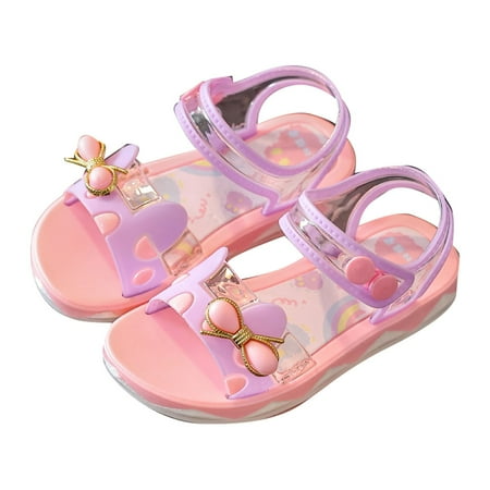 

MQLKF Summer Princess Beach Shoes Fashion Leather Shoes For Young Children And Girls Casual Shoes Thick Soled Round Head Buckle Dress Shoes Cute Stylish Lightweight Girls Shoes