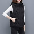 thumbnail image 2 of Sexlip Hooded Quilted Vest for Women Casual Sleeveless Short Jackets Full Zip Stand Neck Puffer Gilet Solid Coats Black M, 2 of 9
