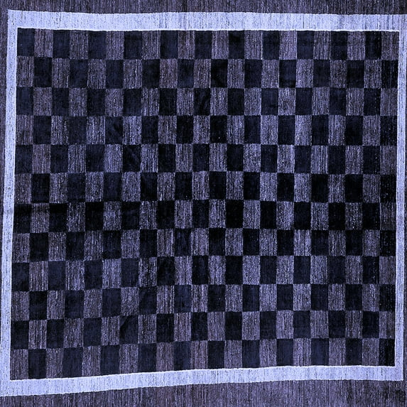 Ahgly Company Indoor Square Checkered Blue Modern Area Rugs, 7' Square