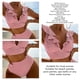 thumbnail image 5 of Bikini de 2 piezas para mujer, con volantes, cintura alta, con cordones, cuello en V, tirantes dobles, traje de baño para nadar en la playa, Rosa XL, 5 of 6