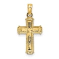 thumbnail image 4 of Auriga 14K Yellow Gold W/ Rhodium Polished Block INRI Crucifix Cross Charm for Women (L-22mm, W-12mm), 4 of 6