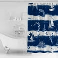 thumbnail image 2 of Nautical Boat Shower Curtain, 60" x 72", Ocean Coastal Coral Navy Gradient Striped Waterproof Bathroom Curtain Washable Shower Curtain Set with 12 Hooks, 2 of 6