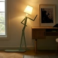 thumbnail image 5 of Unique Mini Wood Floor Lamp for Living Room Bedroom Office Farmhouse - Cute Corner Decorative Reading Standing Light Creative Swing Arm Arc Design Gift for Kids Room (Green Mini), 5 of 15
