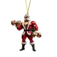 thumbnail image 4 of 5 Pack Muscle Santa Ornaments, Bodybuilder Gym Theme, 3.1x2.8 inch, 2D Acrylic Flat Pendant, Funny Fitness Man Tree Charms, Weightlifting Lover Holiday Gift, Car Decor, Multicolor, Acrylic, 4 of 8