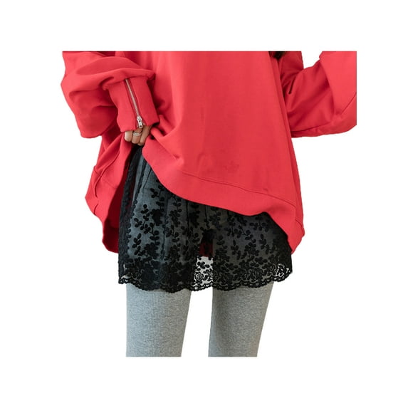 Women Adjustable Layering Fake Top Lower Sweep Shirts Extender Mini Skirt Half-Length Splitting A Version Slips