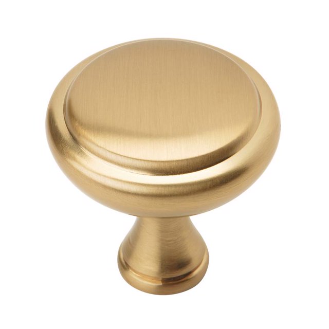 Pomo para armario Amerock E Trad, redondo, 3,2 cm de profundidad, bronce champán, paquete de 6