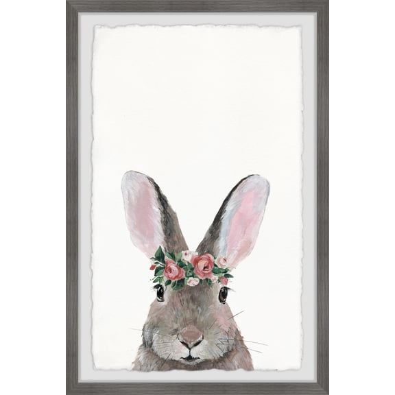 Marmont Hill Flower Crowned Bunny Framed Wall Art, 8.00" x 1.50"