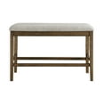thumbnail image 2 of Wooden Frame Counter Height Bench Light Oak Finish Mindy Veneer Gray Textured Fabric Upholstery Dining Room Furniture, 2 of 7