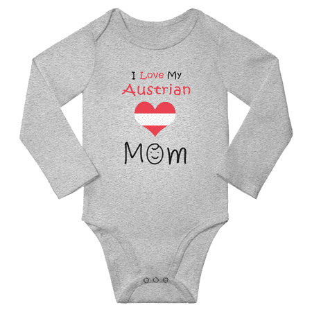

I Love My Austrian Mom Baby Long Slevve Romper Bodysuit (Gray 18-24 Months)