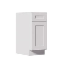 White Shaker Solid Wood Single Door Base Cabinet,for Kitchen, Laundry,and Bathroom Storage Adjustable Shelves Ready to Assemble (15" Wx34.5"Hx24"D)
