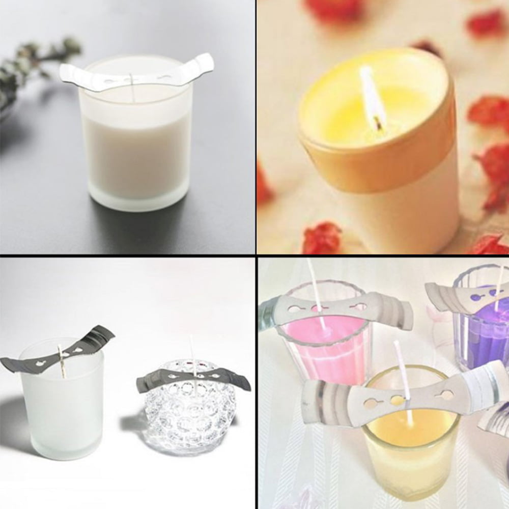 Natural Cotton Low Smoke 100 Pcs 6 inch Candle Wick with 100 Metal Tabs and 2 Candle Wick Centering Device for Soy Beeswax Candle Making Fit Cup Diameter 2-4.5cm 
