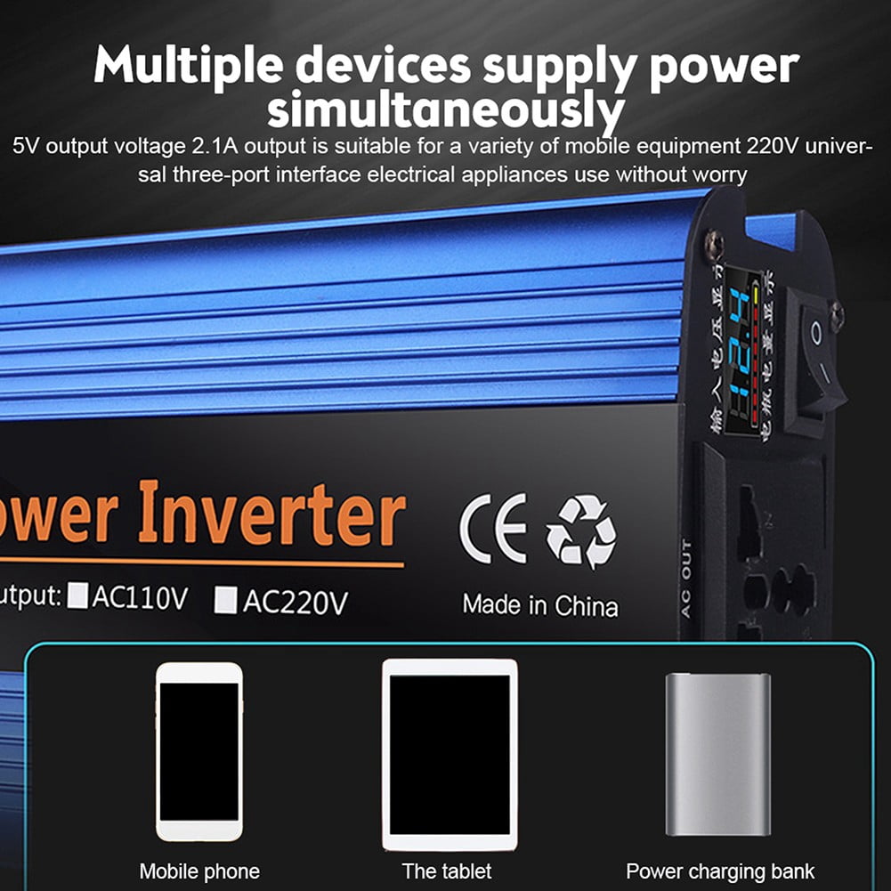 POMOI11 WMY-240129625 2000-Watt Continuous Pure Sine Wave Power Inverter, 2 AC Sockets for Car