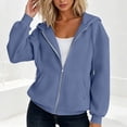 thumbnail image 5 of Women Fashion Hooded Sweatshirts Zip Front Soft Solid Blouse Long Sleeve Tops Pockets Hoodied Sweatshirt, 5 of 8