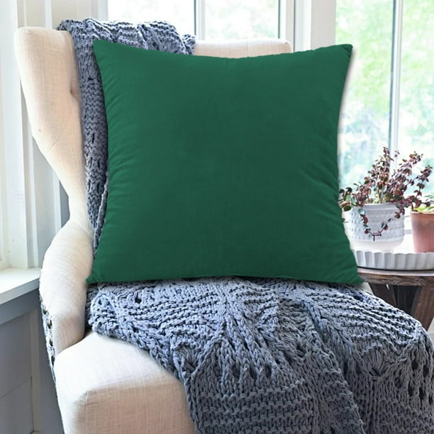 Funda de almohada bohemia 45x45cm - Doble cara de piel sintética y tela - Funda decorativa para el sofá dormitorio - Café, caqui, verde, azul