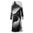 thumbnail image 3 of Women's Autumn Winter Casual Fashion V-Neck Long-sleeved Gradient (Floral) Print Long Dress, Black, Size L, 3 of 4