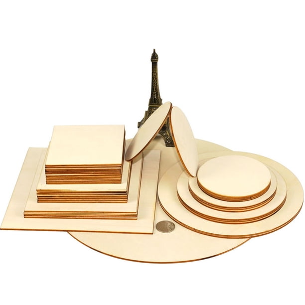 Placa base de virutas de madera cortadas con láser para bricolaje, material de álamo, decoraciones geométricas de virutas de madera, virutas de madera decorativas para el hogar, virutas de madera