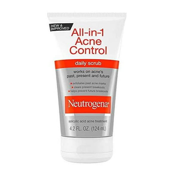 Neutrogena All-In-1 Acne Control Daily Face Scrub to Exfoliate and Treat Acne, Salicylic Acid Acne Treatment, 4.2 fl. oz