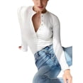 thumbnail image 2 of VISgogo - Mono informal de manga larga para mujer, color sólido, con cuello redondo, ajustado VISgogo moda, 2 of 4