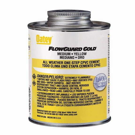 Oatey FlowGuard Gold 4 Oz. Medium Bodied Yellow All Weather One-Step CPVC Cement