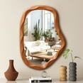 thumbnail image 6 of LuxenHome Natural Wood Finish Asymmetrical MDF Frame Wall Mirror, 31.5” H  x  22.6” W, 6 of 11